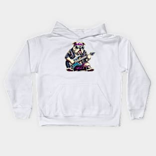 Bulldog Playing Guitar Kids Hoodie